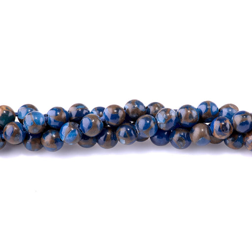 This is a Dakota Stones 8mm Blue Marbled Quartz Large Hole Gemstone strand with round beads.