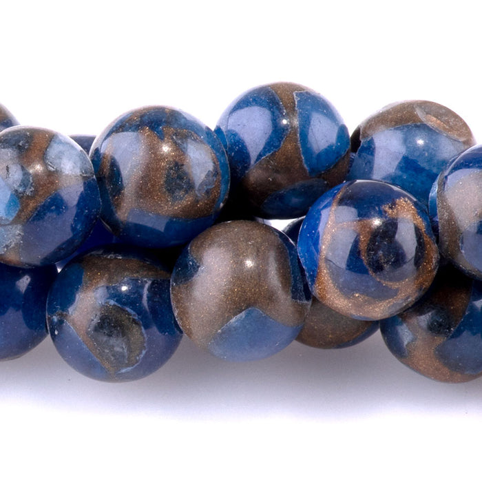 Blue Marbled Quartz 8mm Round - Large Hole Beads