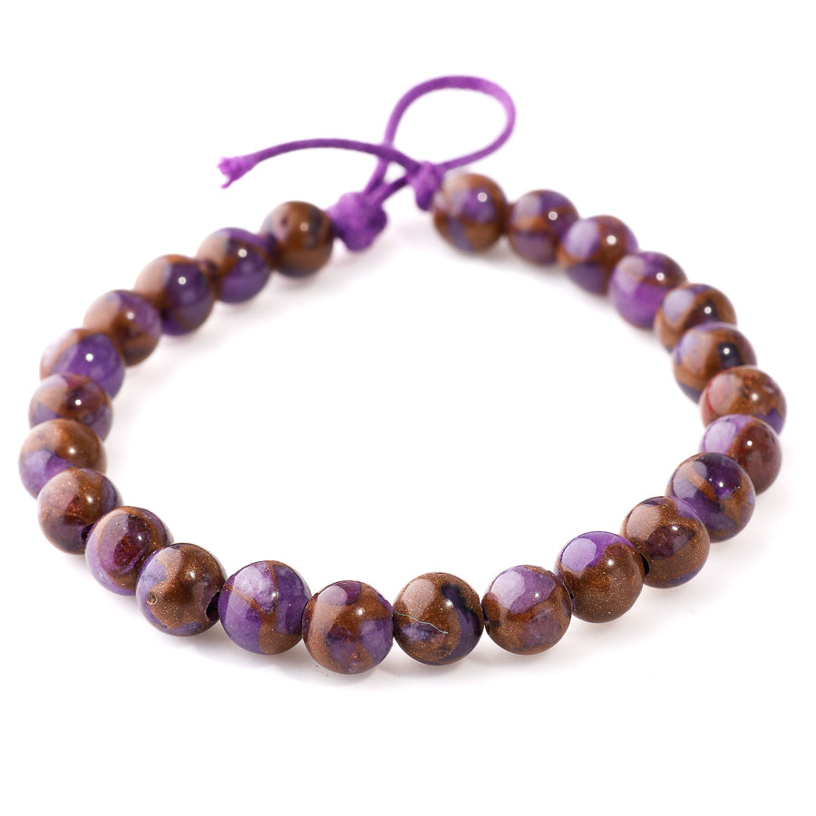 Purple Marbeled Quartz 8mm Round - Large Hole Beads