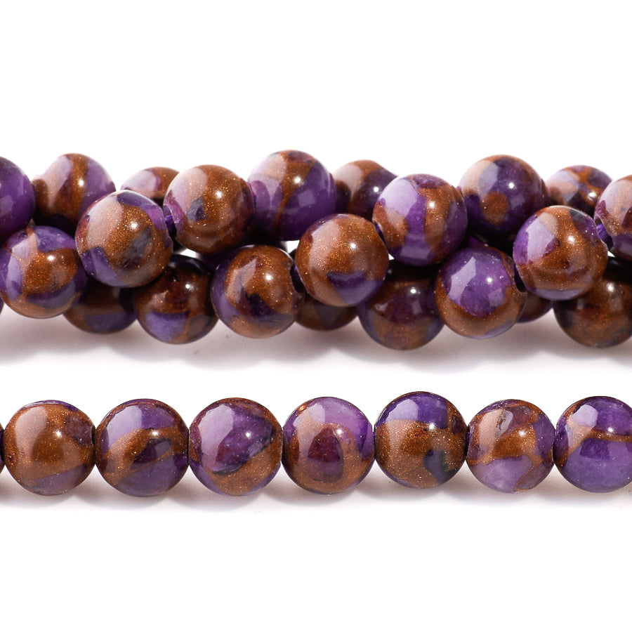 Purple Marbeled Quartz 8mm Round - Large Hole Beads