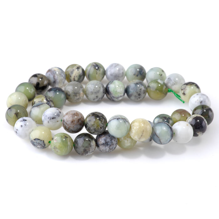 Madagascar Dendiritc Green Opal 10mm Round A Grade - 15-16 Inch