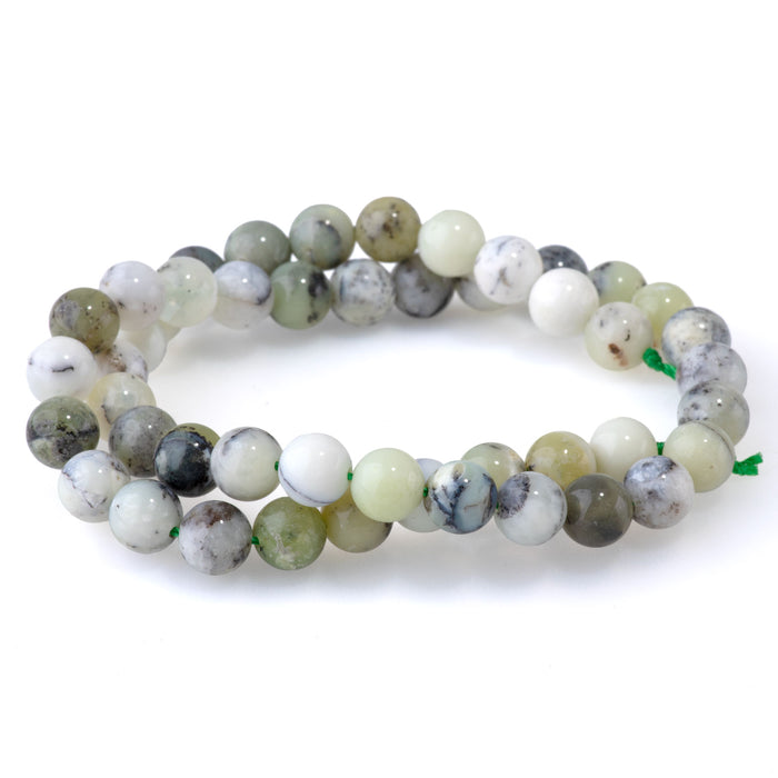 Madagascar Dendiritc Green Opal 8mm Round A Grade - 15-16 Inch