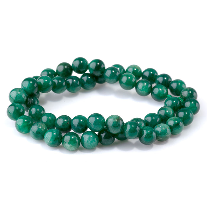 Green Mica 8mm Round A Grade - 15-16 Inch