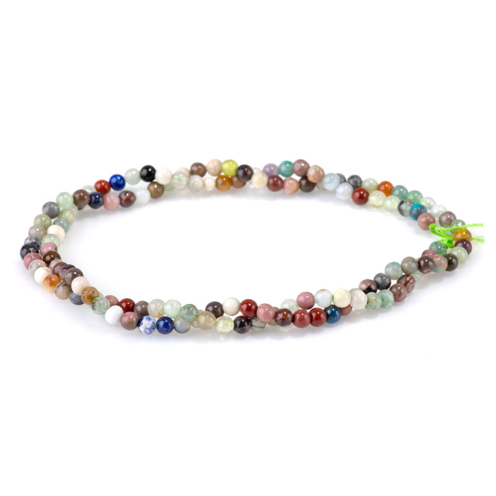 Mixed Stone 3mm Round Bead - 15-16 Inch