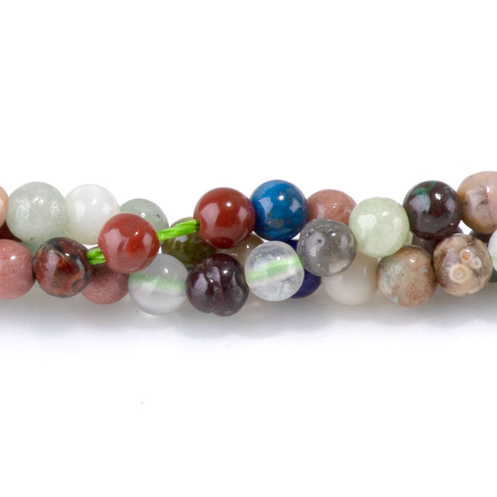 Mixed Stone 3mm Round Bead - 15-16 Inch