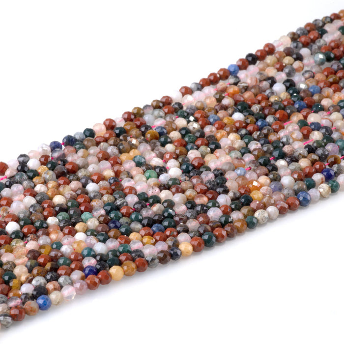 This is a Dakota Stones 4mm Mixed Stone Gemstone strand with faceted round beads in 15-16 inch strand.
