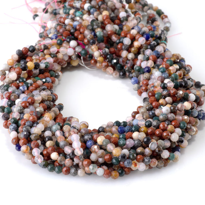 This is a Dakota Stones 4mm Mixed Stone Gemstone strand with faceted round beads in 15-16 inch strand.