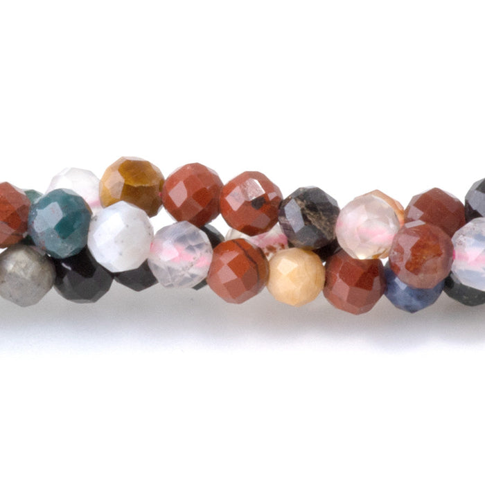 This is a Dakota Stones 4mm Mixed Stone Gemstone strand with faceted round beads in 15-16 inch strand.