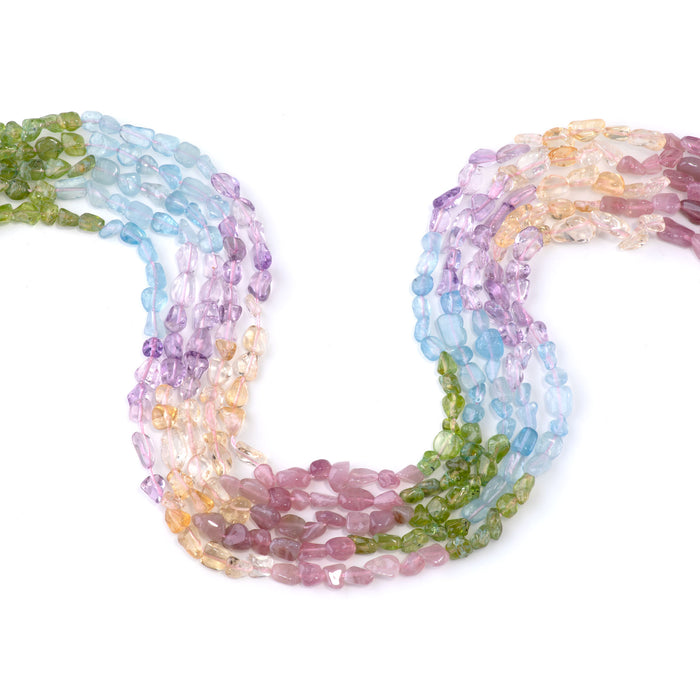 Banded Mixed Stone 6-8mm Pebble - 15-16 Inch