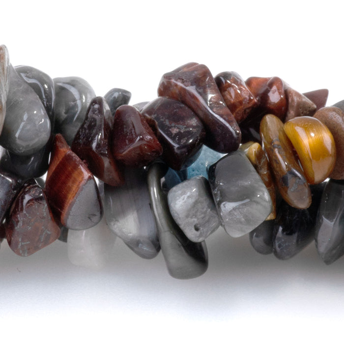 Banded Mixed Stone 6-9mm Chip - Eagle Eye/Red and Yellow Tiger Eye - 15-16 Inch