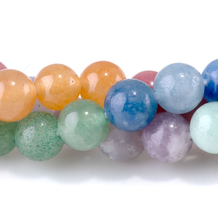 Mixed Stone 6mm Banded Round Beads - 15-16 Inch