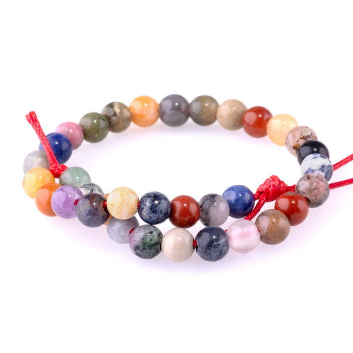 Mixed Stone Natural 6mm Round Large Hole AME/LAP/BAP etal - Large Hole Beads - 8 Inch