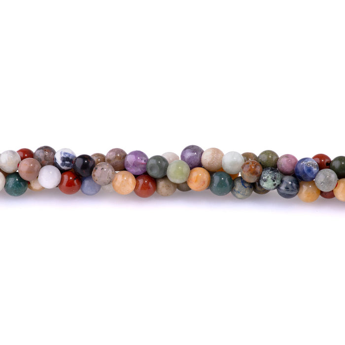 Mixed Stone Natural 6mm Round Large Hole AME/LAP/BAP etal - Large Hole Beads - 8 Inch