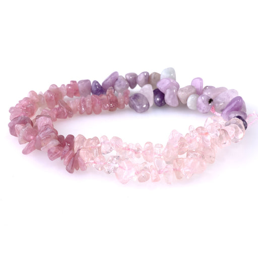 This is a Dakota Stones 7-9mm Banded Mixed Stone Chips Amethyst Gemstone strand of round beads in 15-16 inch strand.
