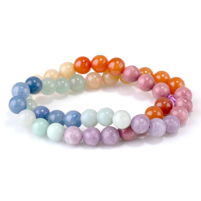 Mixed Stone 8mm Banded Round Beads - 15-16 Inch