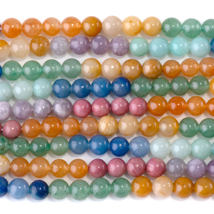 Mixed Stone 8mm Banded Round Beads - 15-16 Inch