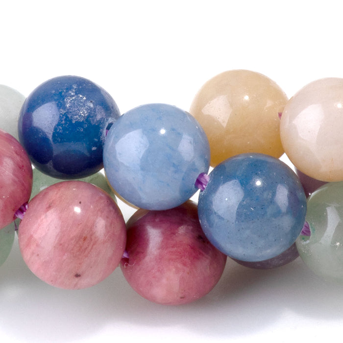 Mixed Stone 8mm Banded Round Beads - 15-16 Inch