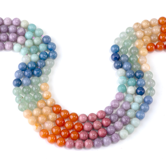Mixed Stone 8mm Banded Round Beads - 15-16 Inch