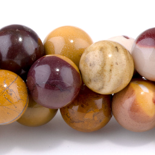 This is a Dakota Stones 10mm Mookaite Gemstone strand with round beads in 8 inch strand.