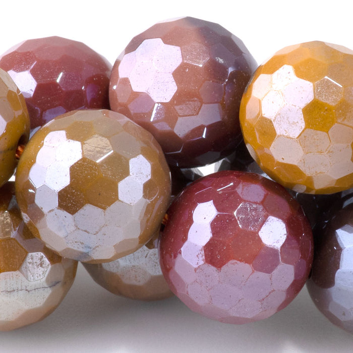 Mookaite 12mm Plated Faceted Round - 15-16 Inch - CLEARANCE