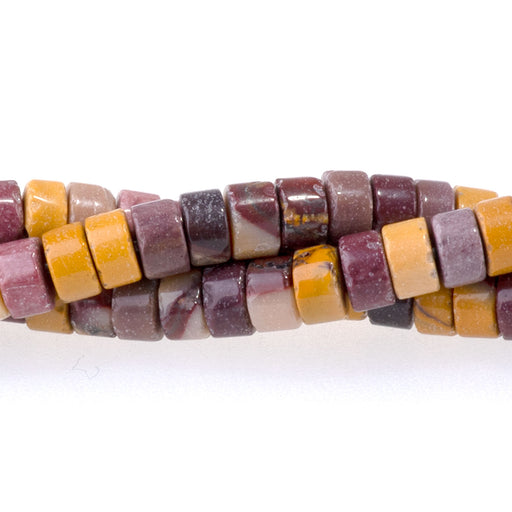 This is a Dakota Stones 2x4mm Mookaite Gemstone strand with heishi beads in 15-16 inch strand.