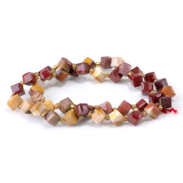 Mookaite 6x8mm Corner Drilled Table Cut Cube - 15-16 Inch