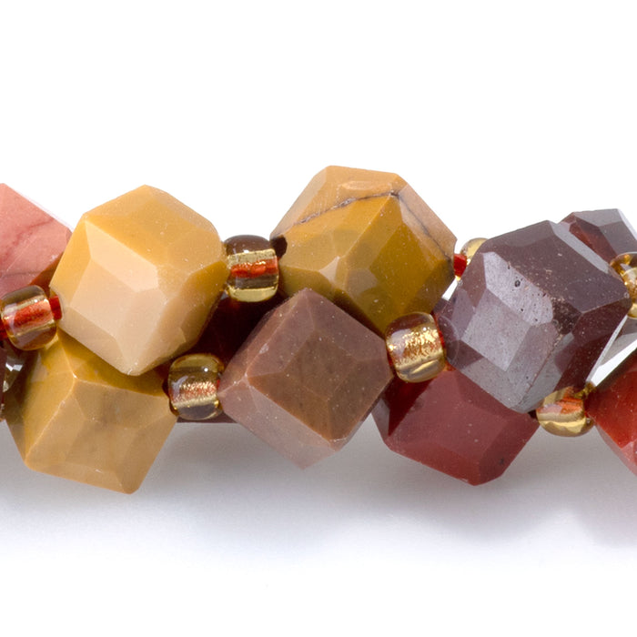 Mookaite 6x8mm Corner Drilled Table Cut Cube - 15-16 Inch