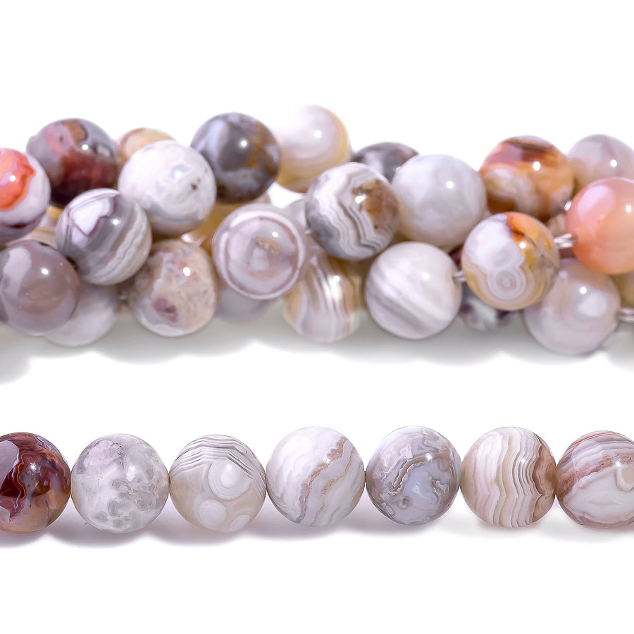 Mexican Laguna Lace Agate 6mm Round - 15-16 inch