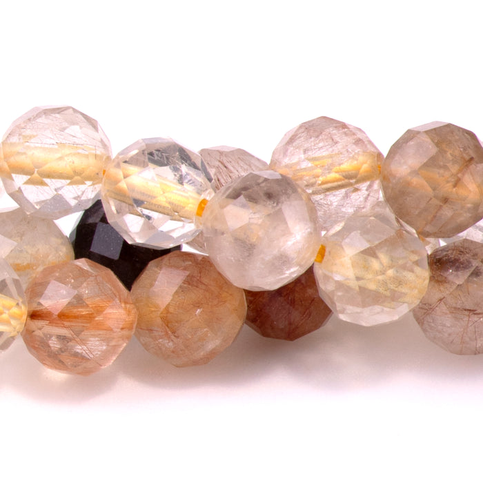 Mixed Lodalite Quartz 6mm Faceted Round - 15-16 Inch