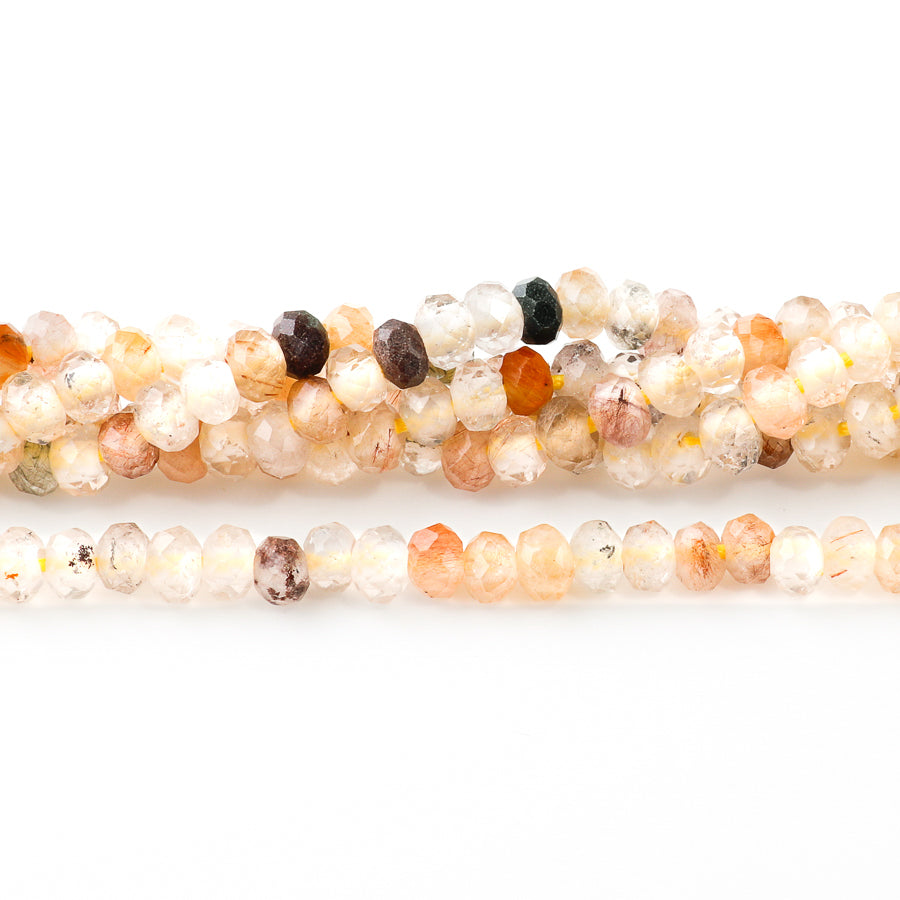 Mixed Lodalite Quartz 6mm Faceted Rondelle - Large Hole Beads