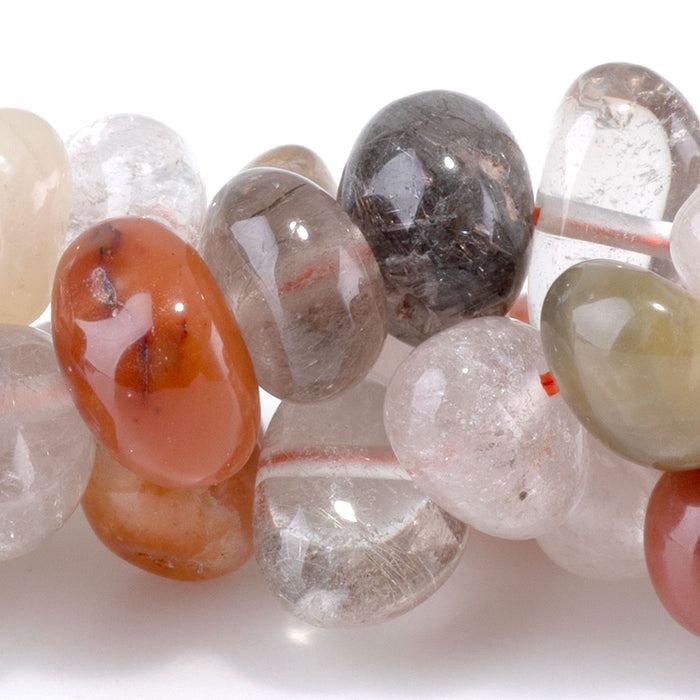 Mixed Lodalite Quartz 8x10-9x13mm Side Drilled Pebble - 15-16 Inch