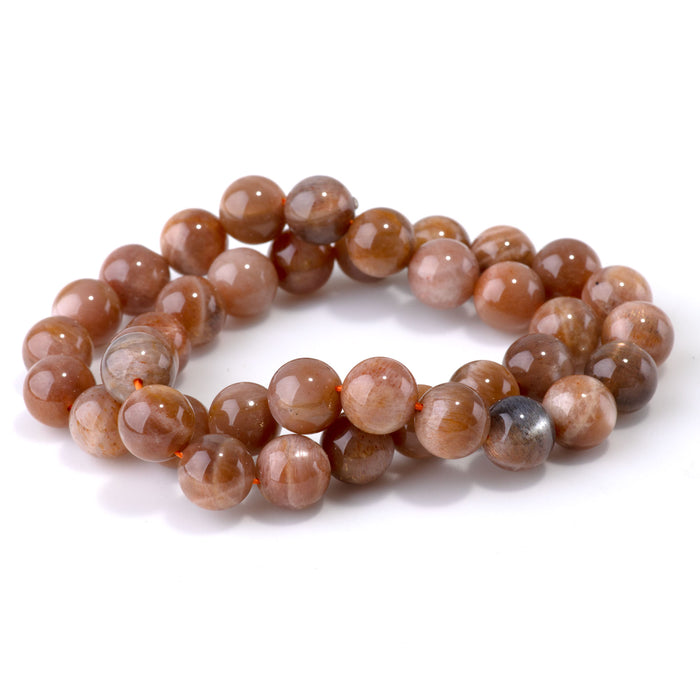 Golden Grey Moonstone 10mm Round - 15-16 Inch