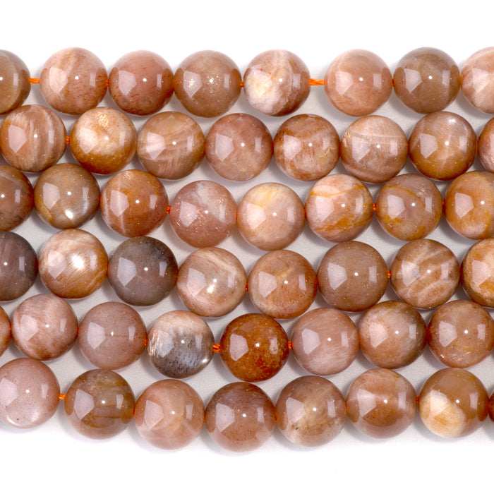 Golden Grey Moonstone 10mm Round - 15-16 Inch