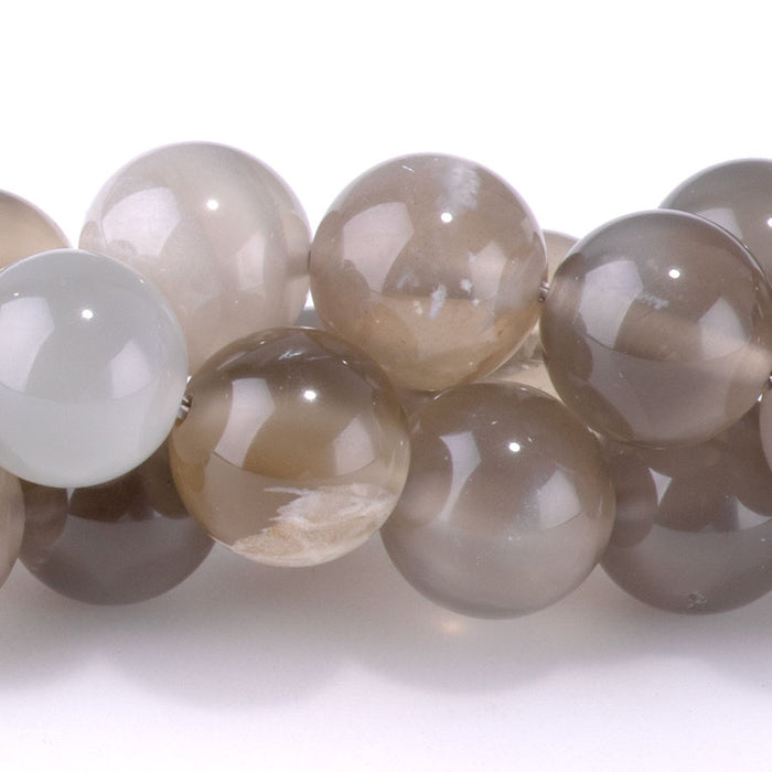 Silver Grey Moonstone 10mm Round - 15-16 Inch