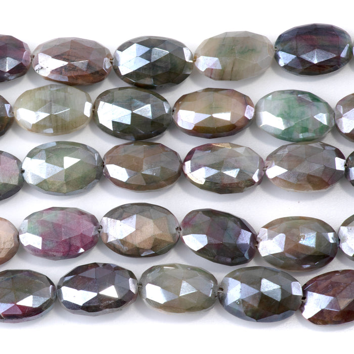 Moonstone 10x15mm Dyed & Plated Multi Color Faceted Oval Beads - 8-Inch