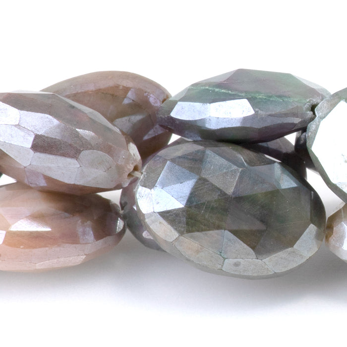 Moonstone 10x15mm Dyed & Plated Multi Color Faceted Oval Beads - 8-Inch