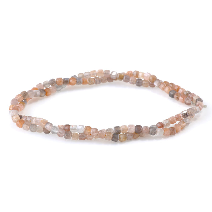 Mixed Moonstone 3mm Table Cut Cube - 15-16 Inch