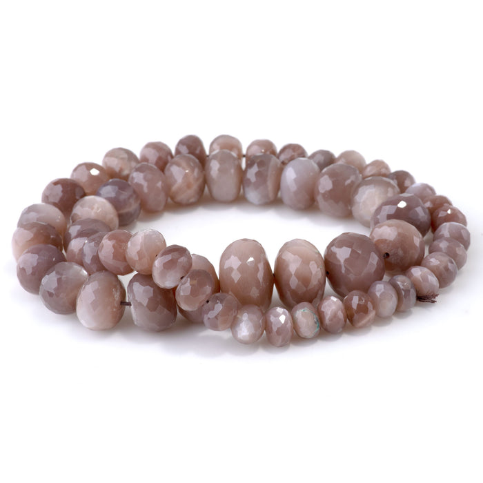 Chocolate Moonstone 4x8-12x18mm Graduated Faceted Rondelle - 15-16 Inch