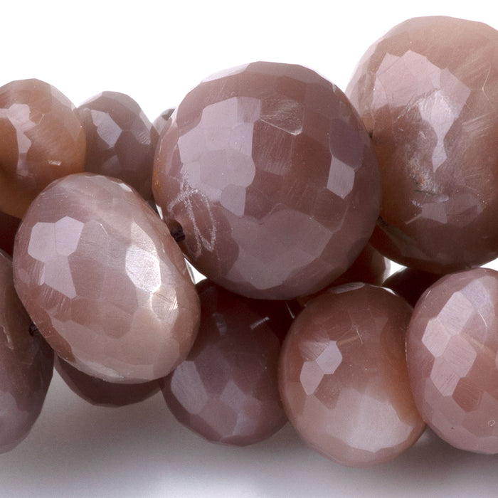 Chocolate Moonstone 4x8-12x18mm Graduated Faceted Rondelle - 15-16 Inch