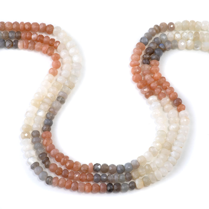 Mixed Moonstone 4-7mm Banded Faceted Rondelle - 18 Inch
