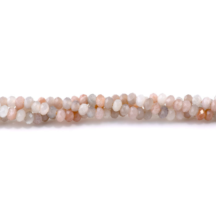 Mixed Moonstone Natural 4X6mm Rondelle Faceted - Large Hole Beads