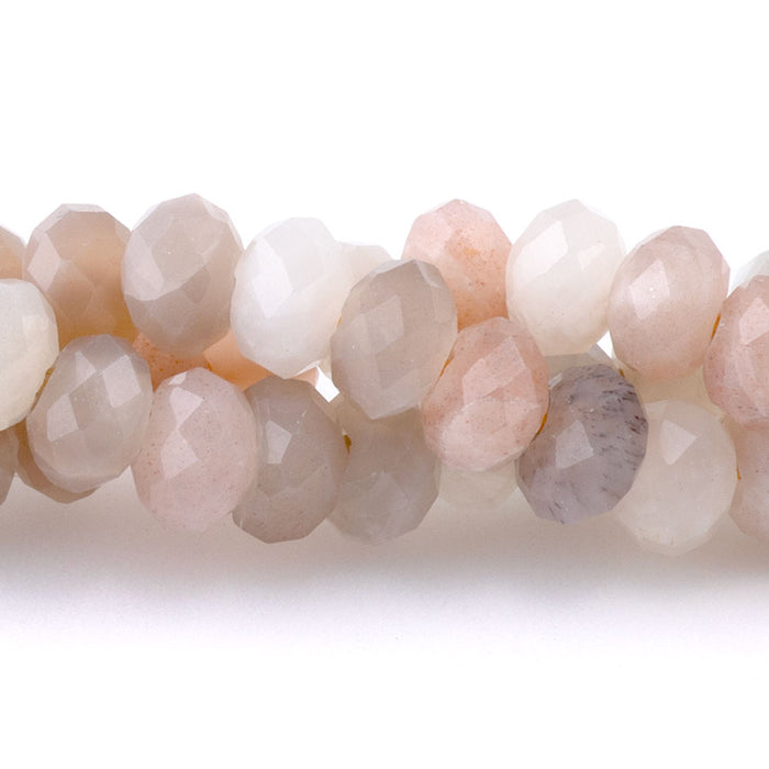 Mixed Moonstone Natural 4X6mm Rondelle Faceted - Large Hole Beads