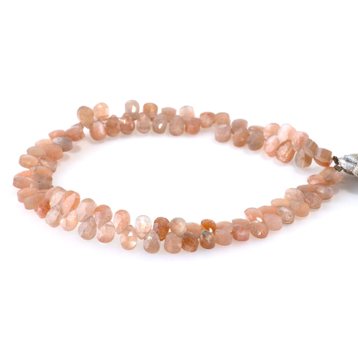 Golden Shine Moonstone 4x6mm Faceted Pear - 8 Inch