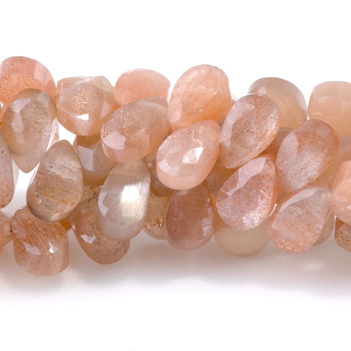 Golden Shine Moonstone 4x6mm Faceted Pear - 8 Inch