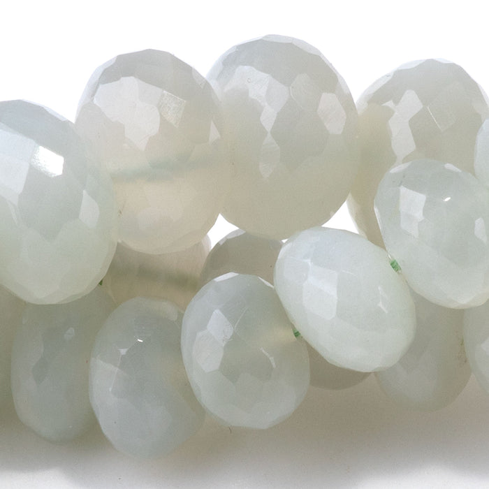 Green Moonstone 5x7-10x14mm Graduated Faceted Rondelle - 15-16 Inch