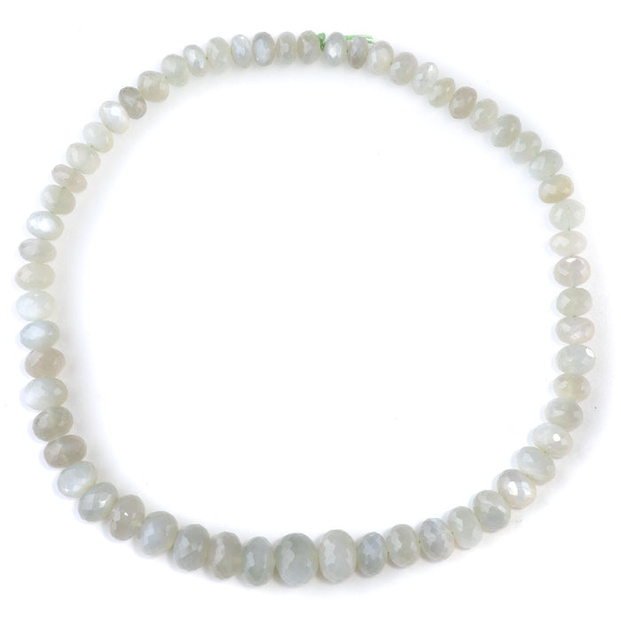 Green Moonstone 5x7-10x14mm Graduated Faceted Rondelle - 15-16 Inch
