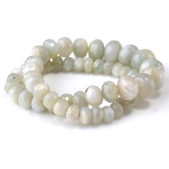 Green Moonstone 5x8-13x18mm Graduated Faceted Rondelle - 15-16 Inch
