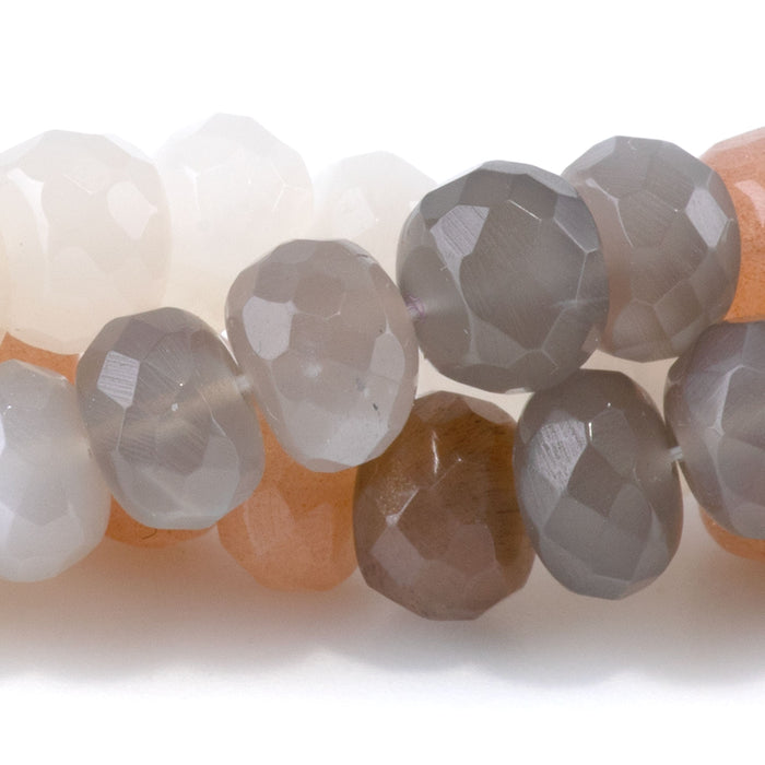 Mixed Moonstone 5-8mm Banded Faceted Rondelle - 18 Inch