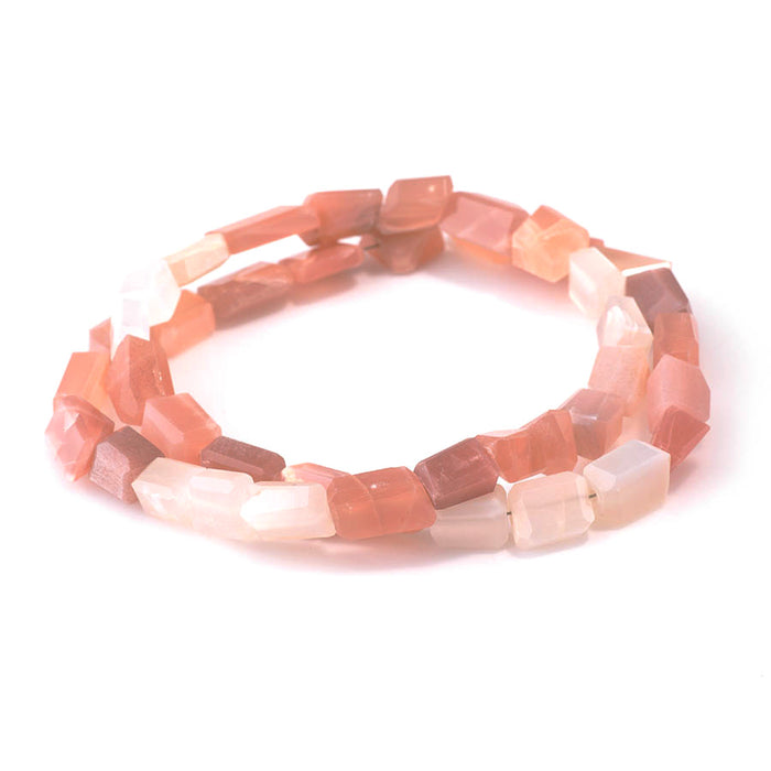 Mixed Moonstone 6x9-8x13mm Free Form Faceted Banded Nugget - 15-16 Inch