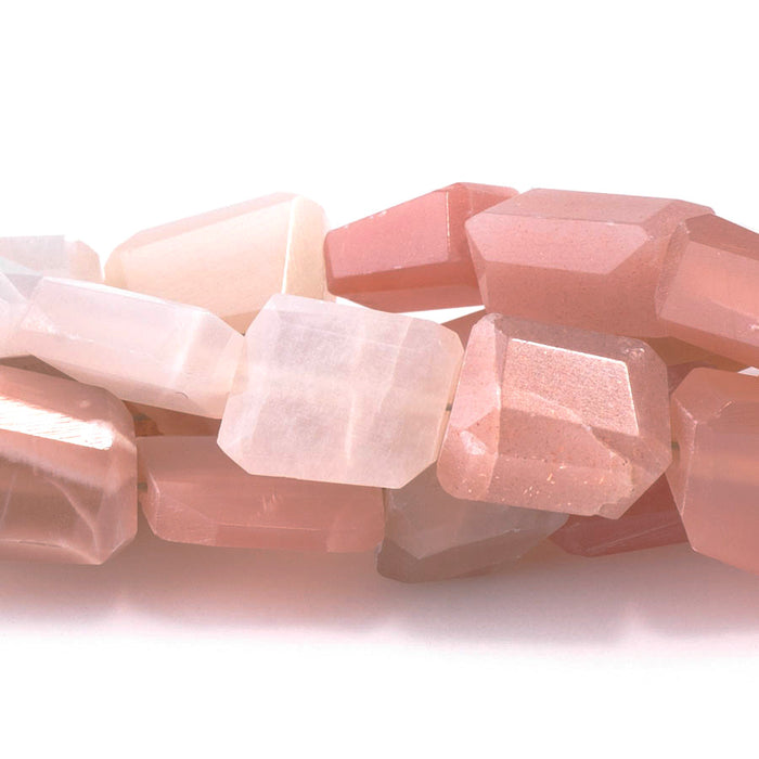 Mixed Moonstone 6x9-8x13mm Free Form Faceted Banded Nugget - 15-16 Inch
